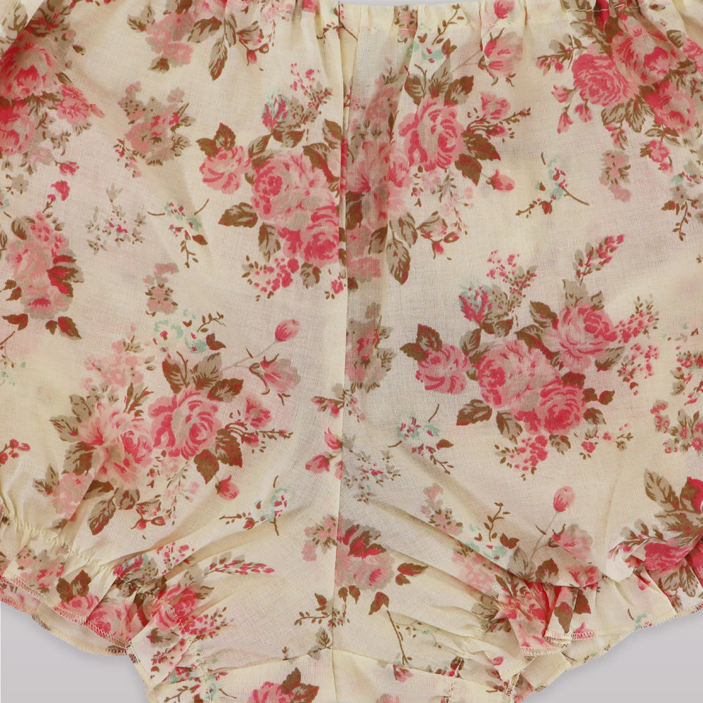 Nanos Baby Floral Print Ruffled Ranita Romper for Toddlers