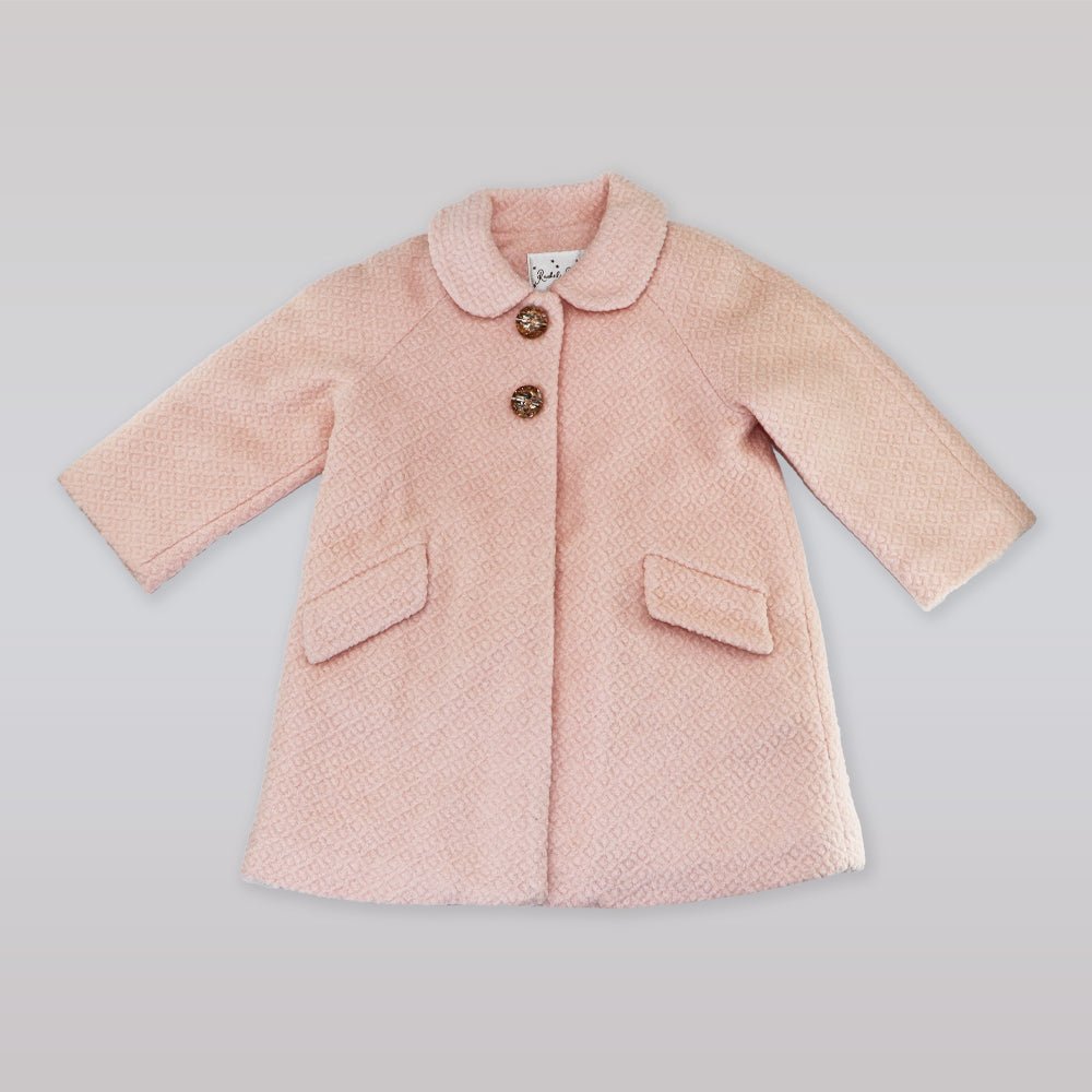 Rachel Riley Girls Pink Boucle Double Breasted Winter Coat