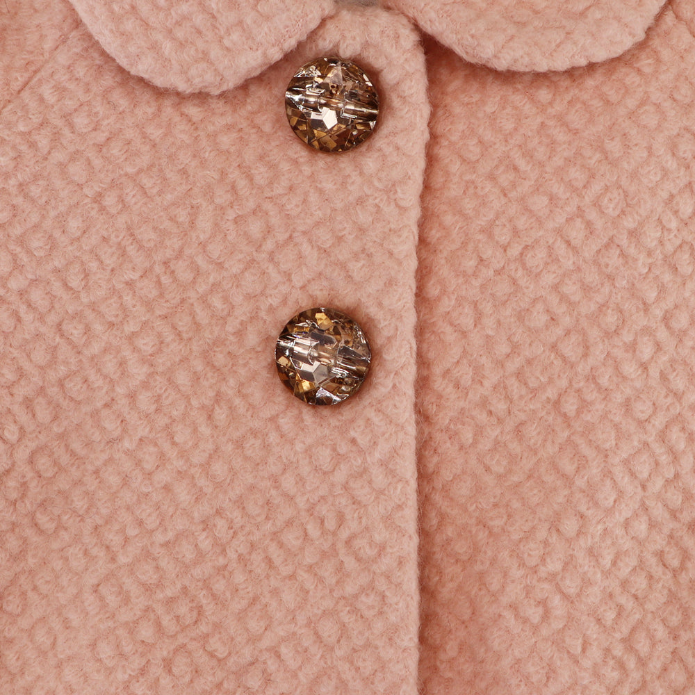 Rachel Riley Girls Pink Boucle Double Breasted Winter Coat