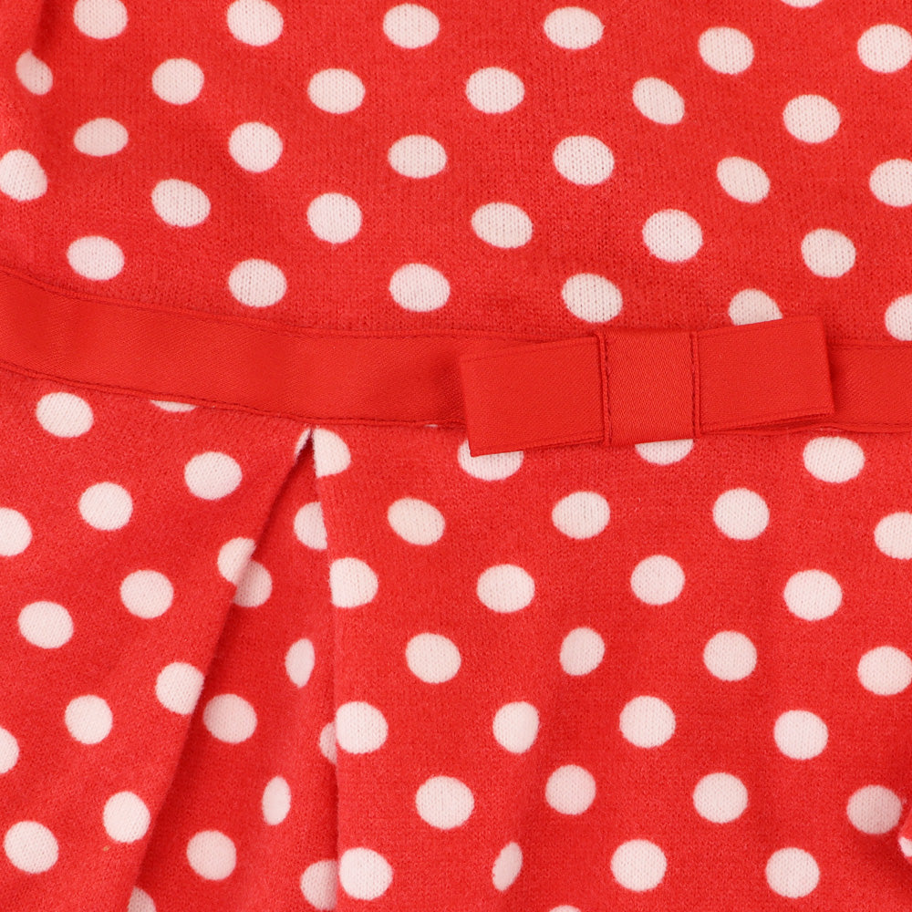 Rachel Riley Girls Polka Dot Jersey Dress in Poppy Ivory