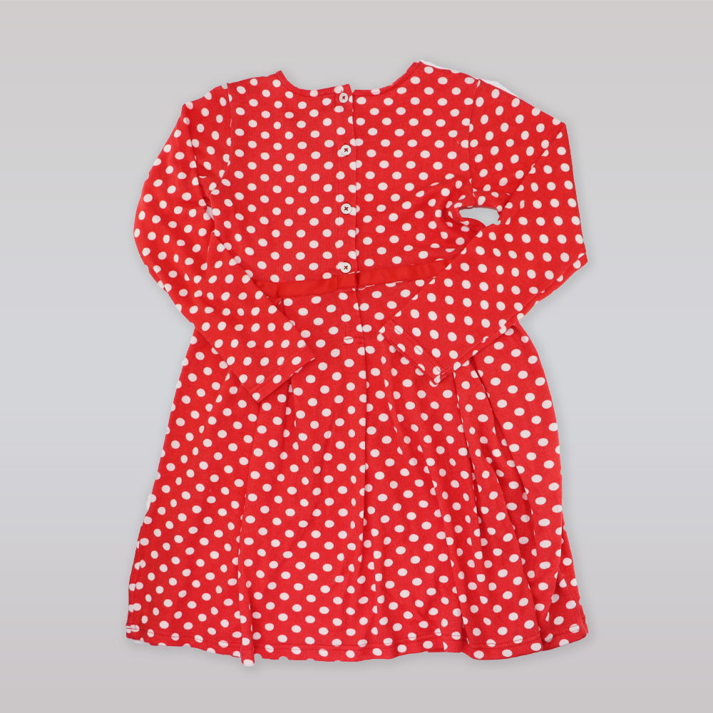 Rachel Riley Girls Polka Dot Jersey Dress in Poppy Ivory