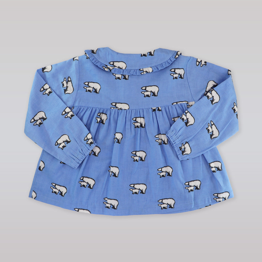 Rachel Riley Polar Bear Print Cotton Baby Doll Blue Pyjamas