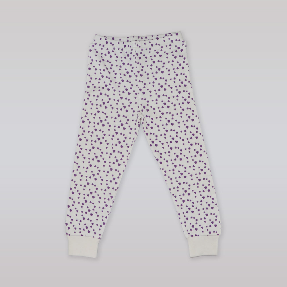 Rachel Riley Girls Mini Heart Print Lilac Jersey Pajamas
