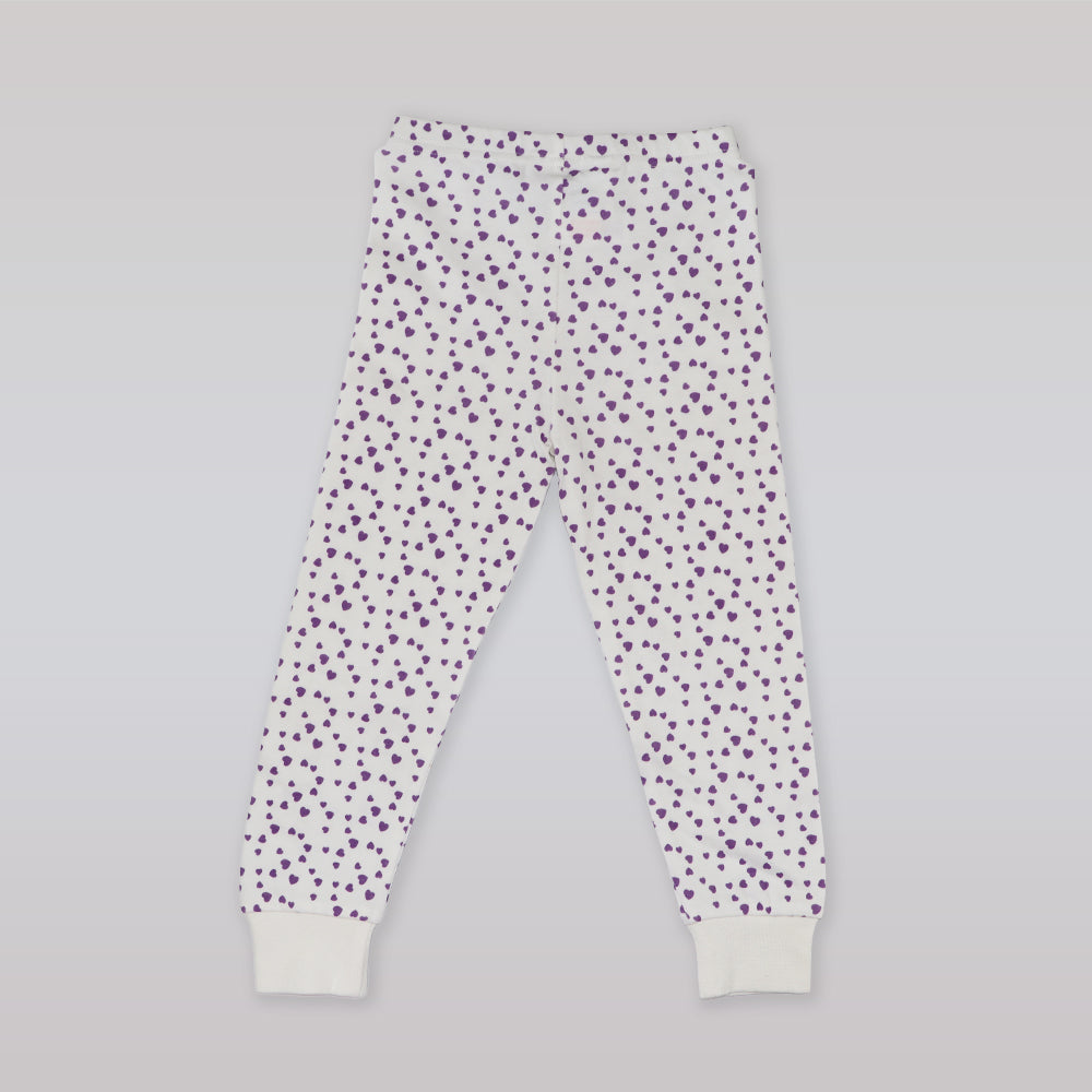 Rachel Riley Girls Mini Heart Print Lilac Jersey Pajamas