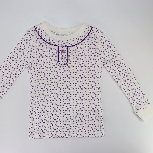 Rachel Riley Girls Lilac Mini Heart Jersey Cotton Pyjamas