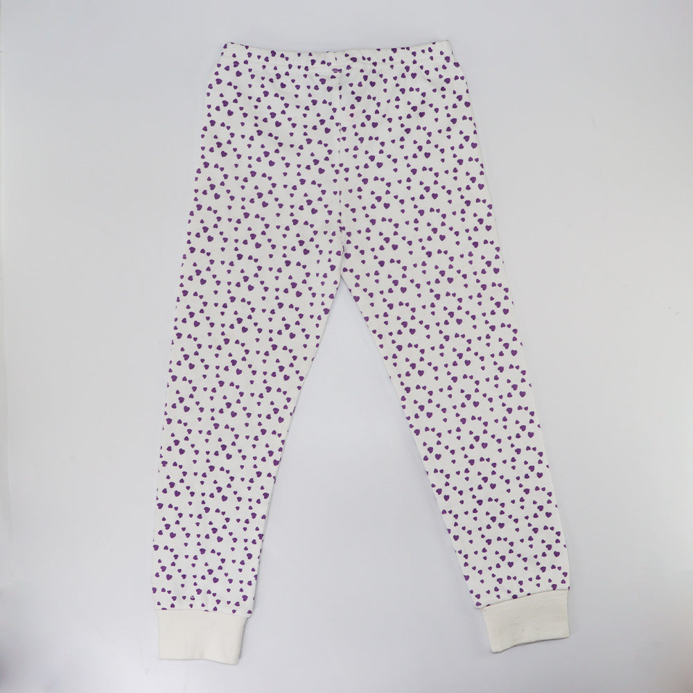 Rachel Riley Girls Lilac Mini Heart Jersey Cotton Pyjamas