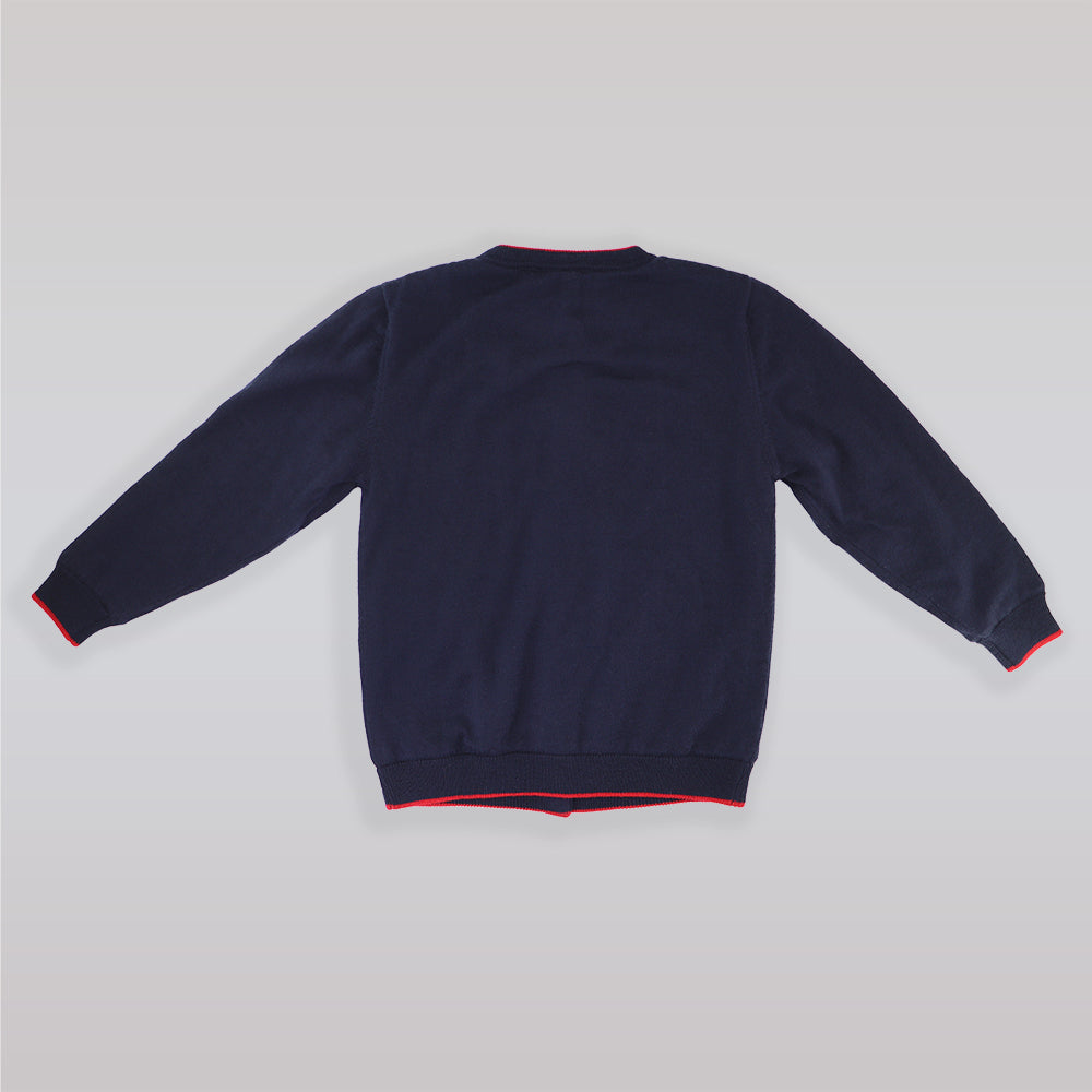 Rachel Riley Girls Navy Poppy Toadstool Applique Knit Button Cardigan