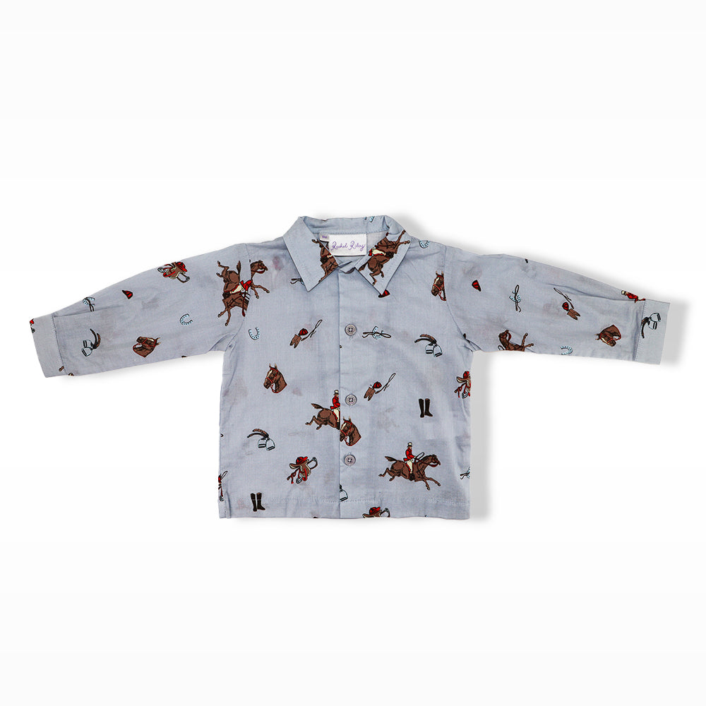 Rachel Riley Grey and Caramel Infant Horse Riding Shirt