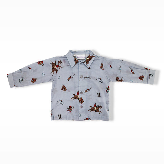 Rachel Riley Grey and Caramel Infant Horse Riding Shirt