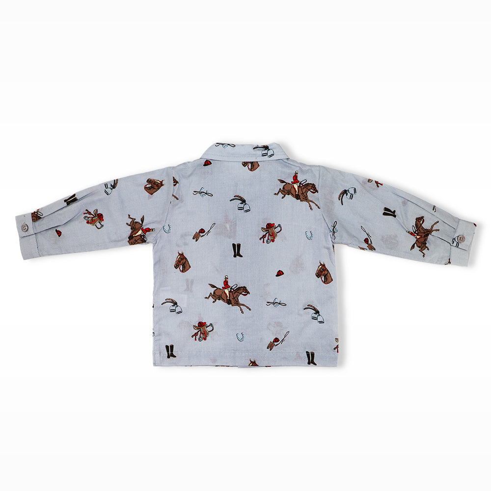Rachel Riley Grey and Caramel Infant Horse Riding Shirt