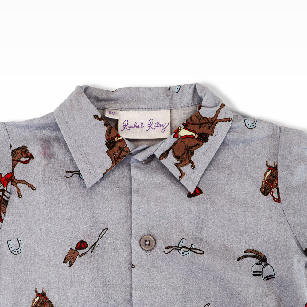 Rachel Riley Grey and Caramel Infant Horse Riding Shirt