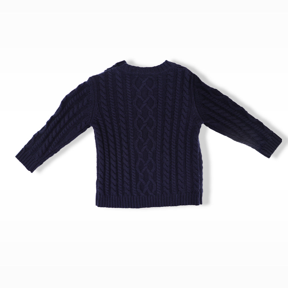 Rachel Riley Classic Navy Blue Cable Knit Cotton Sweater
