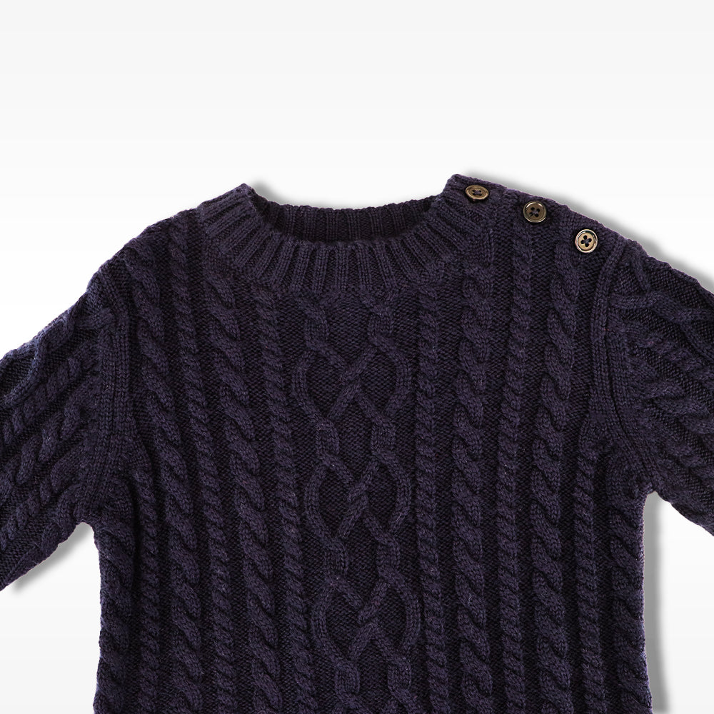 Rachel Riley Classic Navy Blue Cable Knit Cotton Sweater