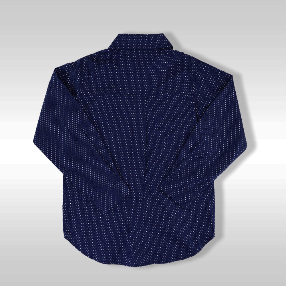 Rachel Riley Classic French Blue Pin Dot Long Sleeve Cotton Shirt