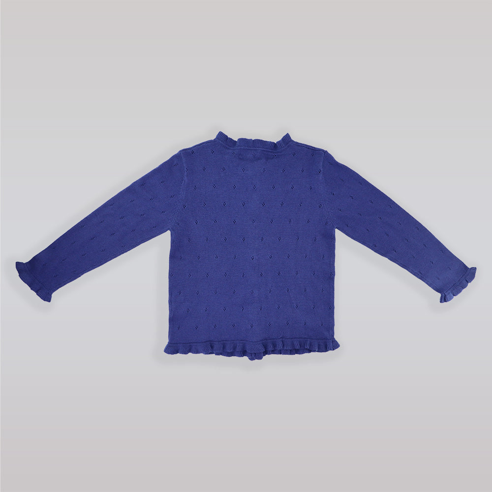 Rachel Riley French Blue Cotton Knit Button Up Cardigan