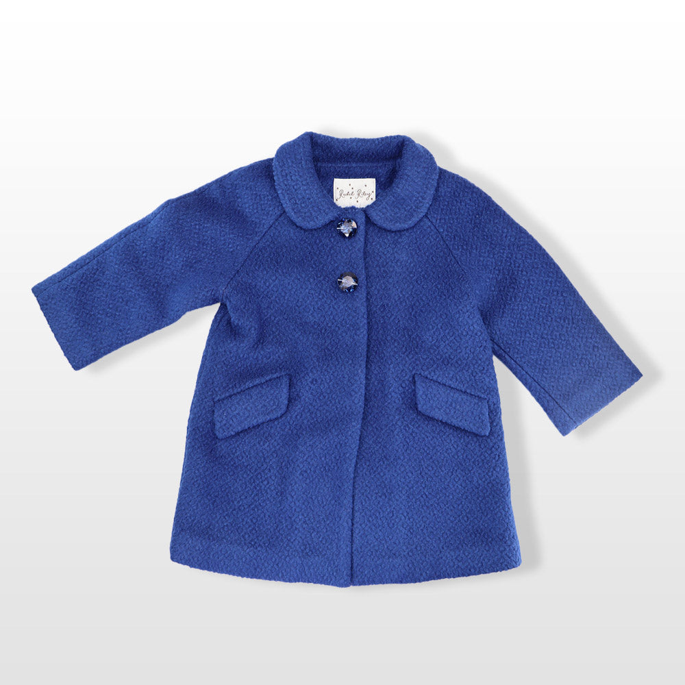 Rachel Riley Girls French Blue Boucle Coat with Velvet Collar