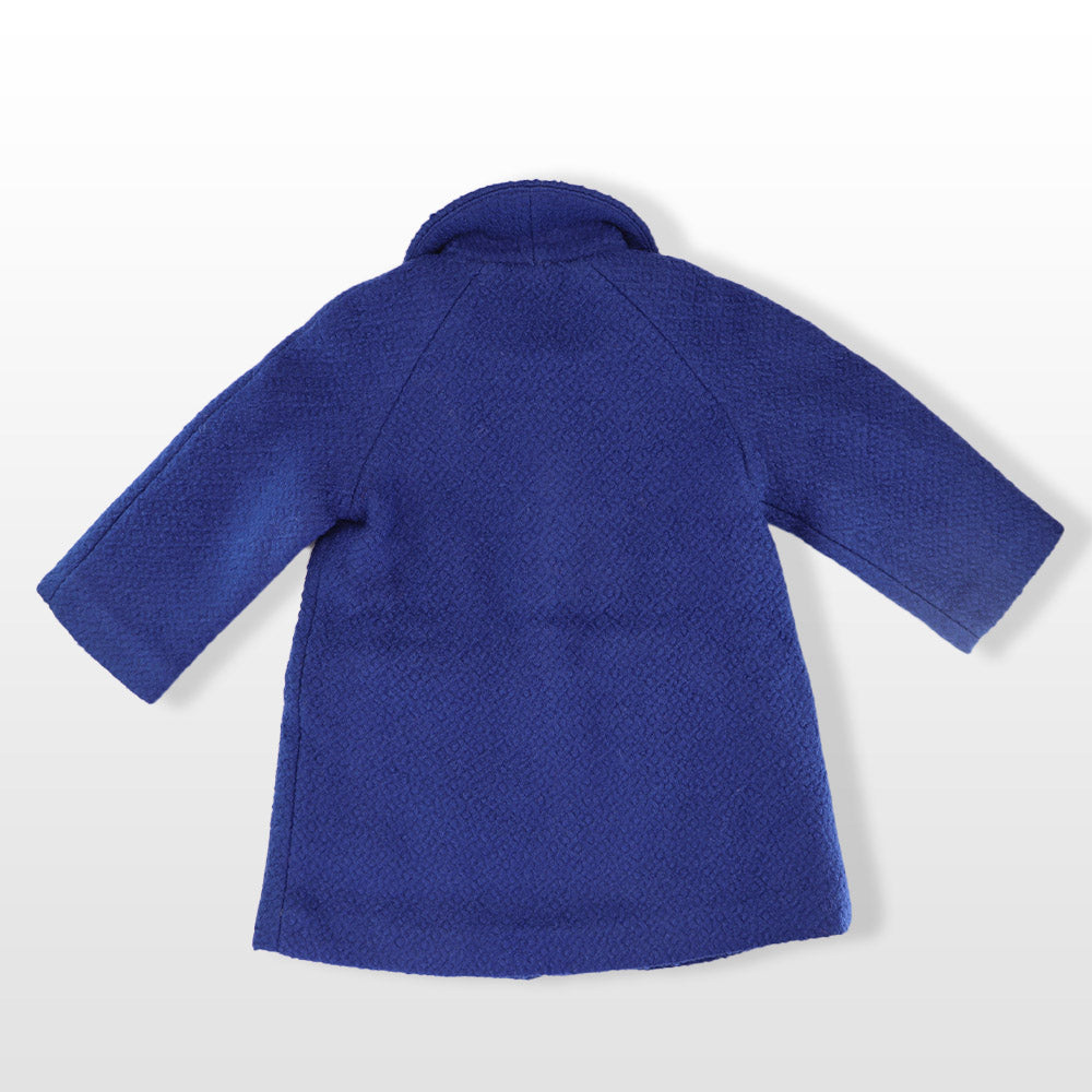 Rachel Riley Girls French Blue Boucle Coat with Velvet Collar