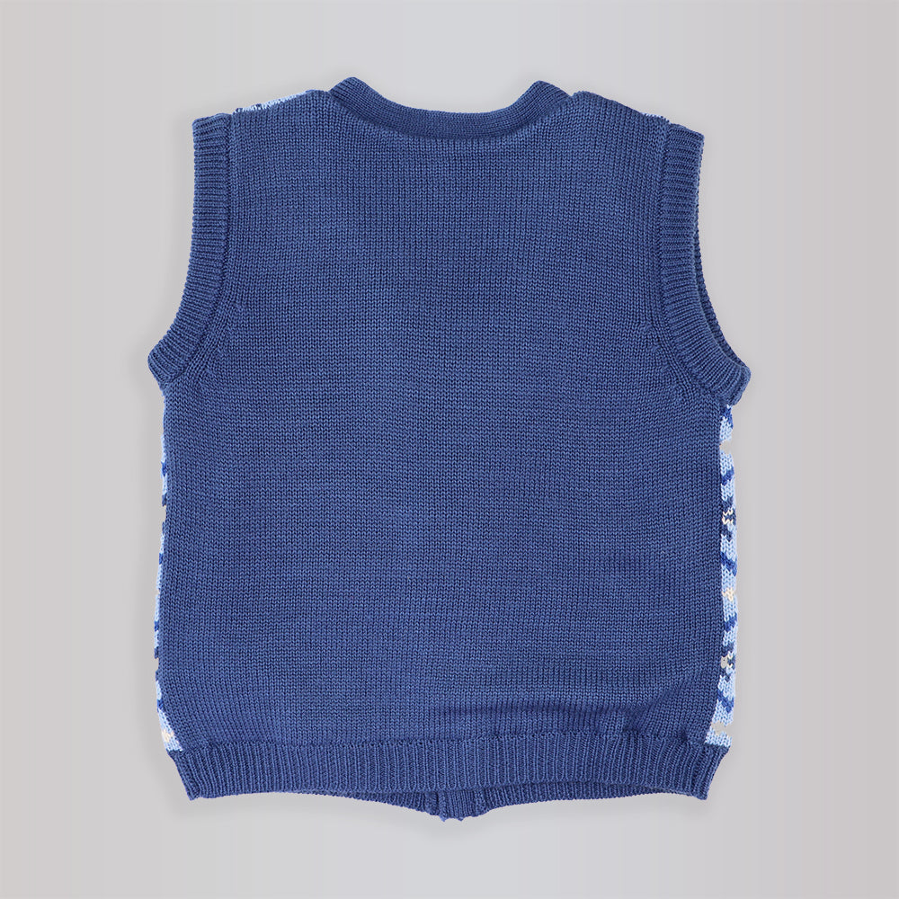 Rachel Riley Boys Blue Fair Isle Knit Waistcoat Vest