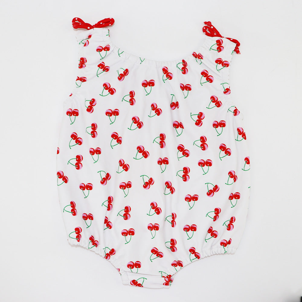 Rachel Riley Baby Girls Cherry Print Cotton Beach Onesie