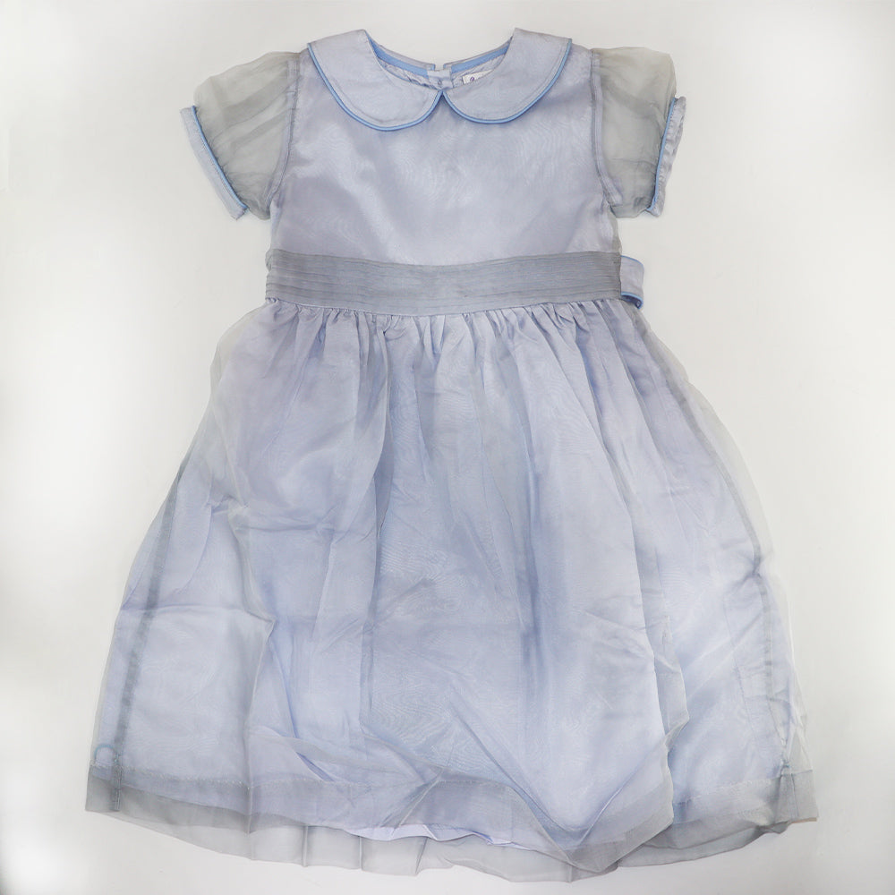 Rachel Riley Girls Blue Silk Pintuck Special Occasion Party Dress