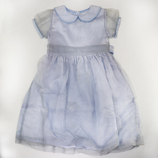 Rachel Riley Girls Blue Silk Pintuck Special Occasion Party Dress