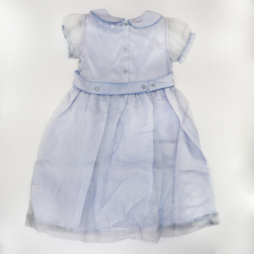 Rachel Riley Girls Blue Silk Pintuck Special Occasion Party Dress