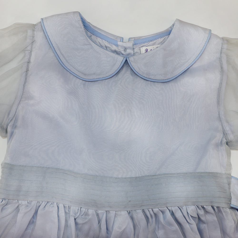 Rachel Riley Girls Blue Silk Pintuck Special Occasion Party Dress