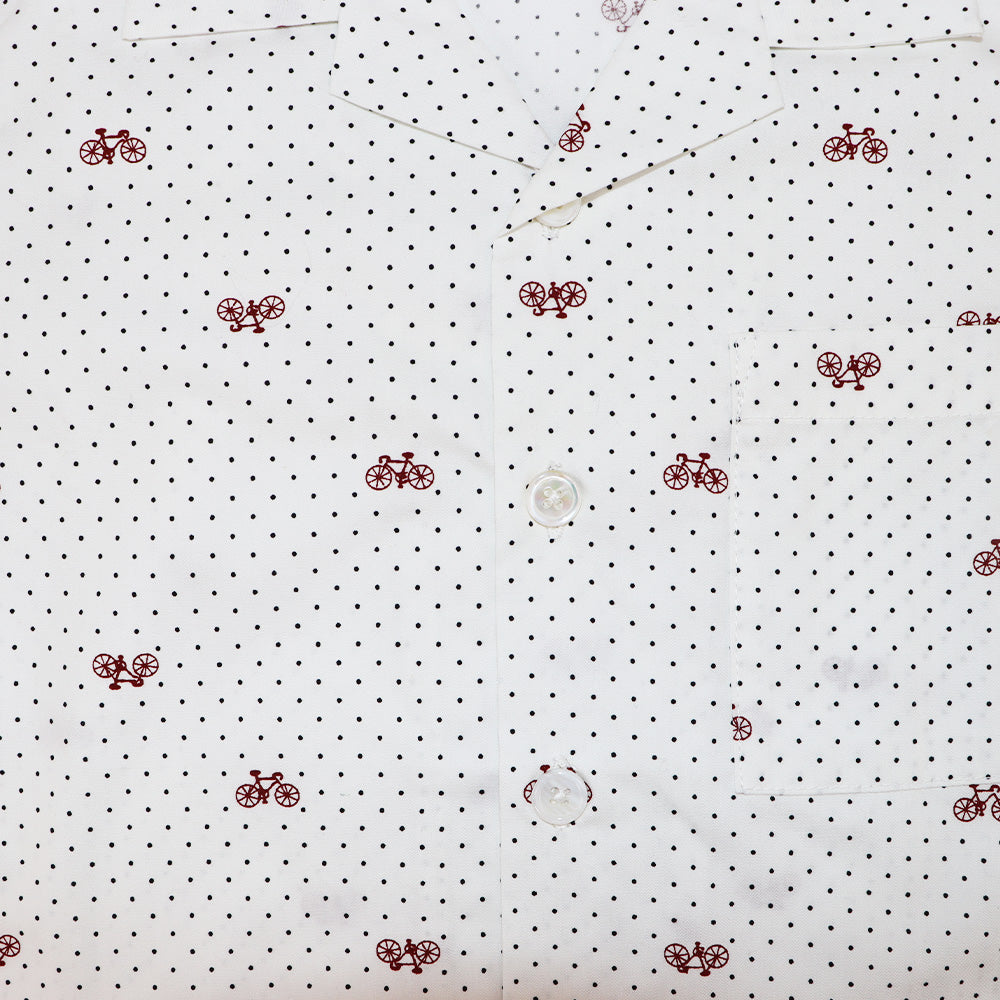 Rachel Riley Boys Mini Bicycle Print Short Sleeve Cotton Shirt