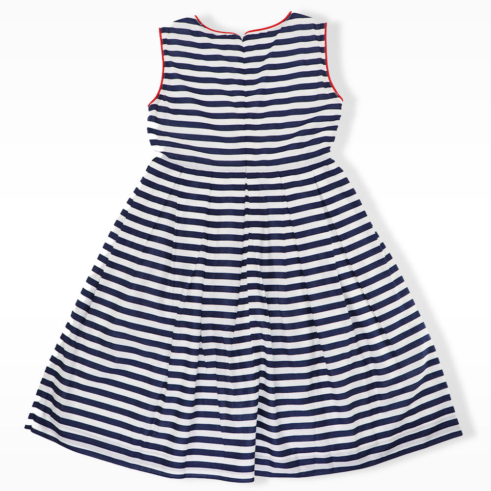 Rachel Riley Girls Nautical Stripe Sleeveless Cotton Summer Dress