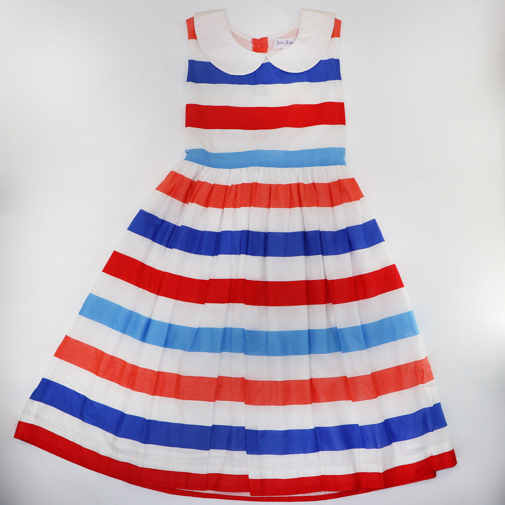 Rachel Riley Girls Designer Striped Sleeveless Cotton Summer Party Dress