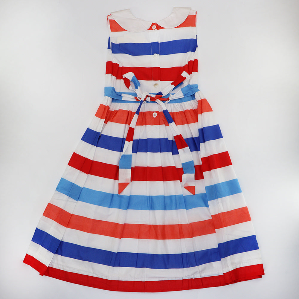 Rachel Riley Girls Designer Striped Sleeveless Cotton Summer Party Dress