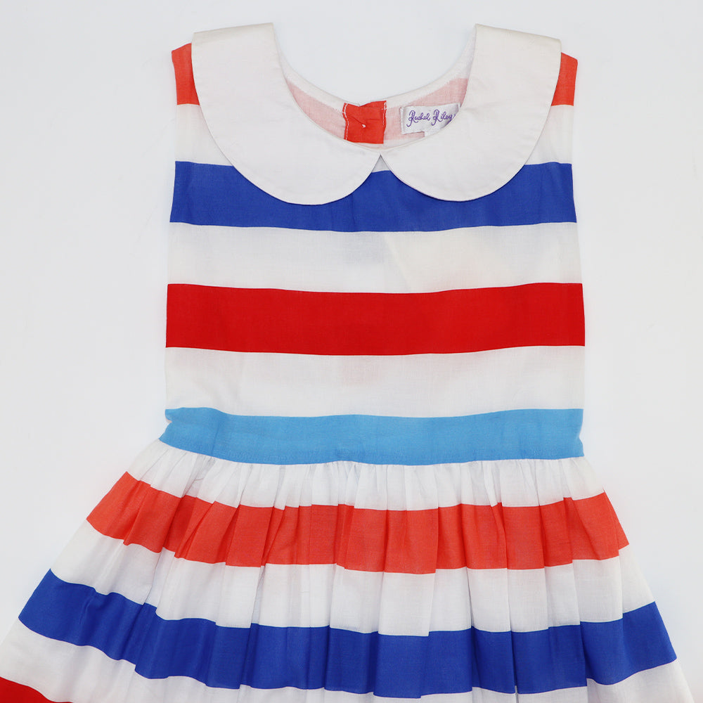 Rachel Riley Girls Designer Striped Sleeveless Cotton Summer Party Dress