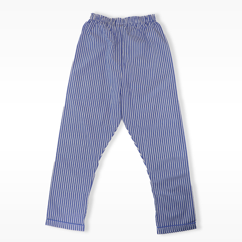 Rachel Riley Boys Striped Long Cotton Pajamas in Blue