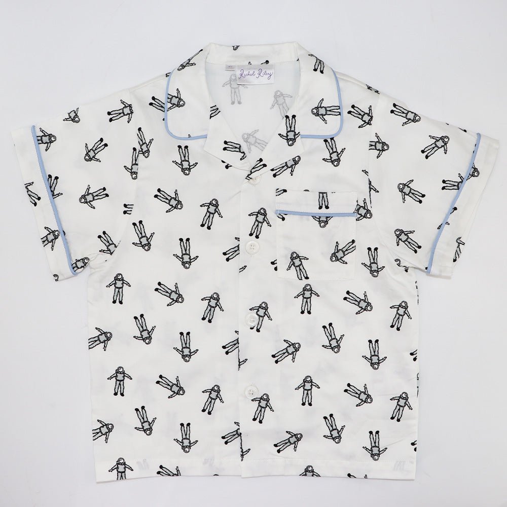 Rachel Riley Boys Astronaut Print Cotton Two Piece Pajama Set