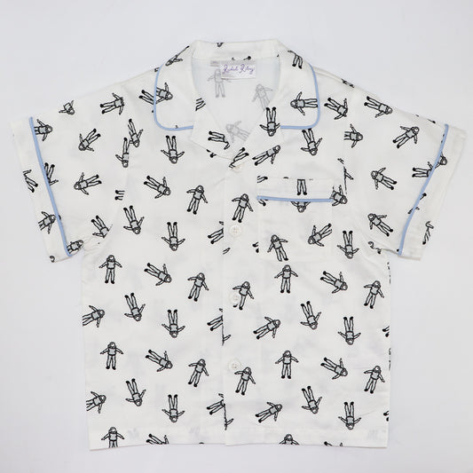 Rachel Riley Astronaut Print Cotton Two Piece Pajama Set