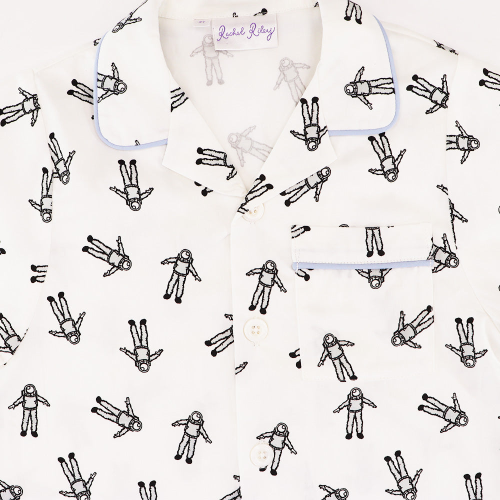 Rachel Riley Astronaut Print Cotton Two Piece Pajama Set