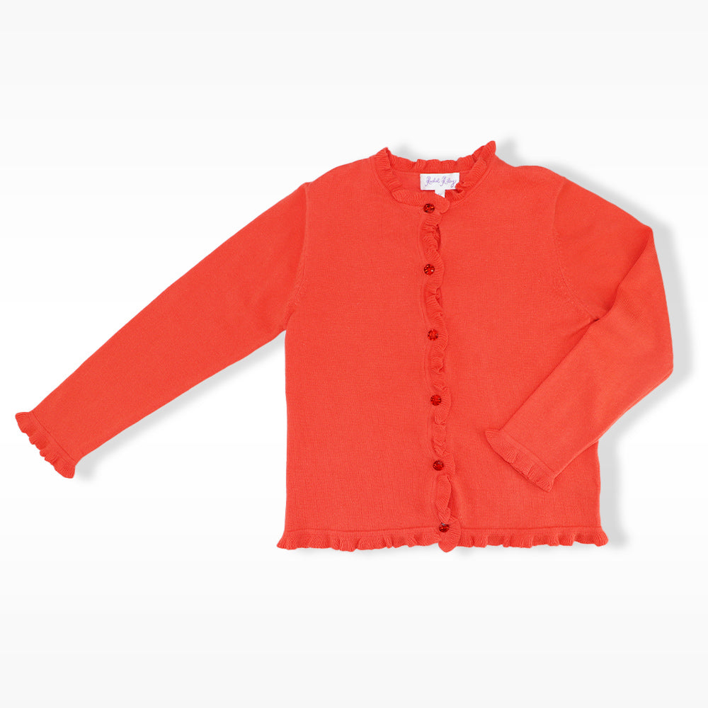 Rachel Riley Girls Peach Knit Frill Cardigan Size 8 Years