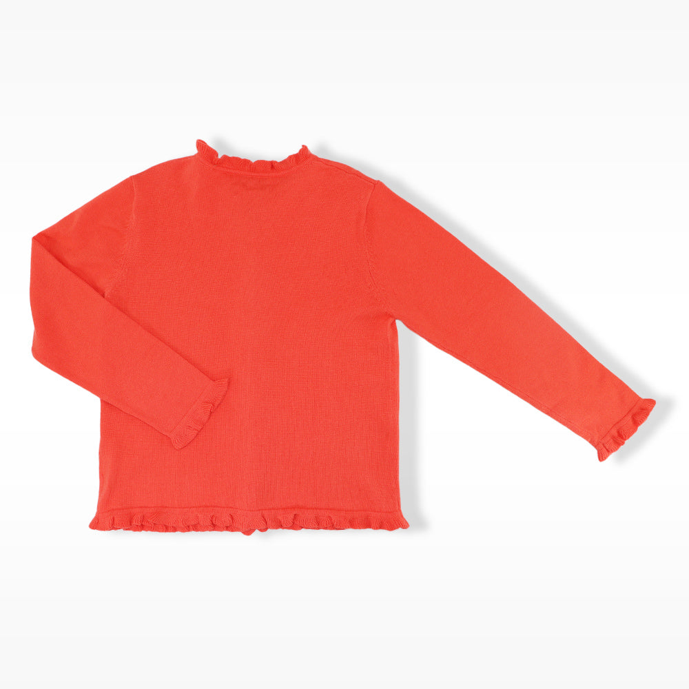 Rachel Riley Girls Peach Knit Frill Cardigan Size 8 Years