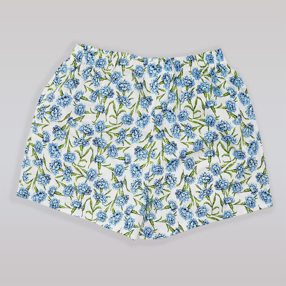 Rachel Riley Girls Blue Carnation Print Cotton Pajama Set