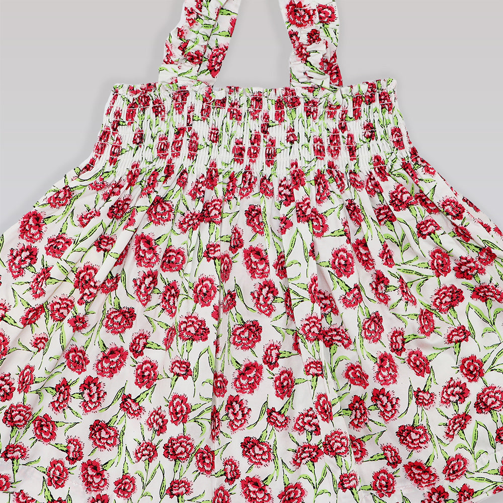 Rachel Riley Girls Carnation Print Cotton Pyjama Set in Rose