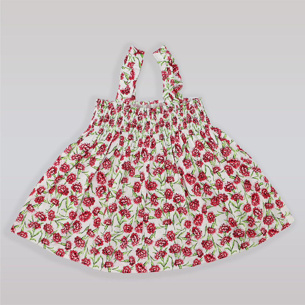 Rachel Riley Carnation Print Cotton Pajama Set in White and Red