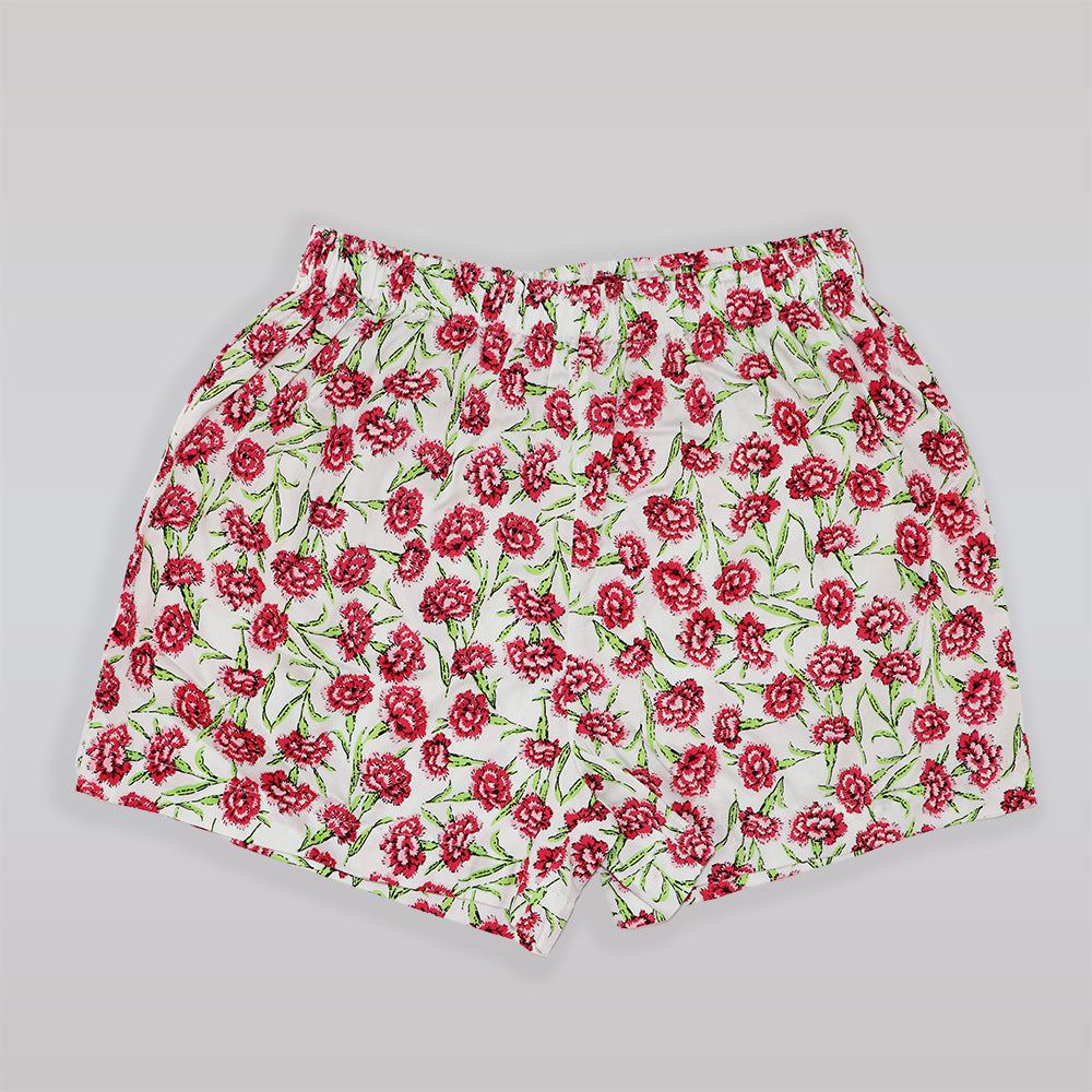 Rachel Riley Carnation Print Cotton Pajama Set in White and Red