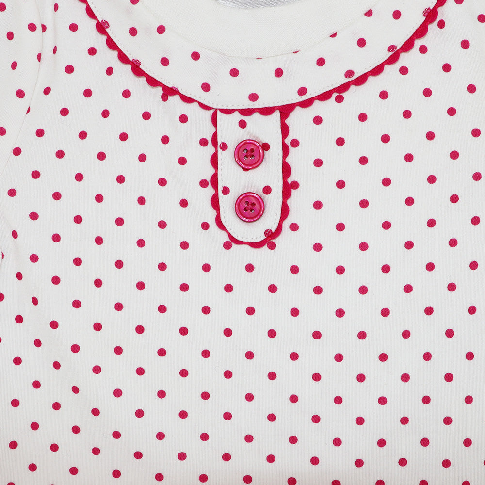 Rachel Riley Girls Pink Polka Dot Cotton Pajama Set