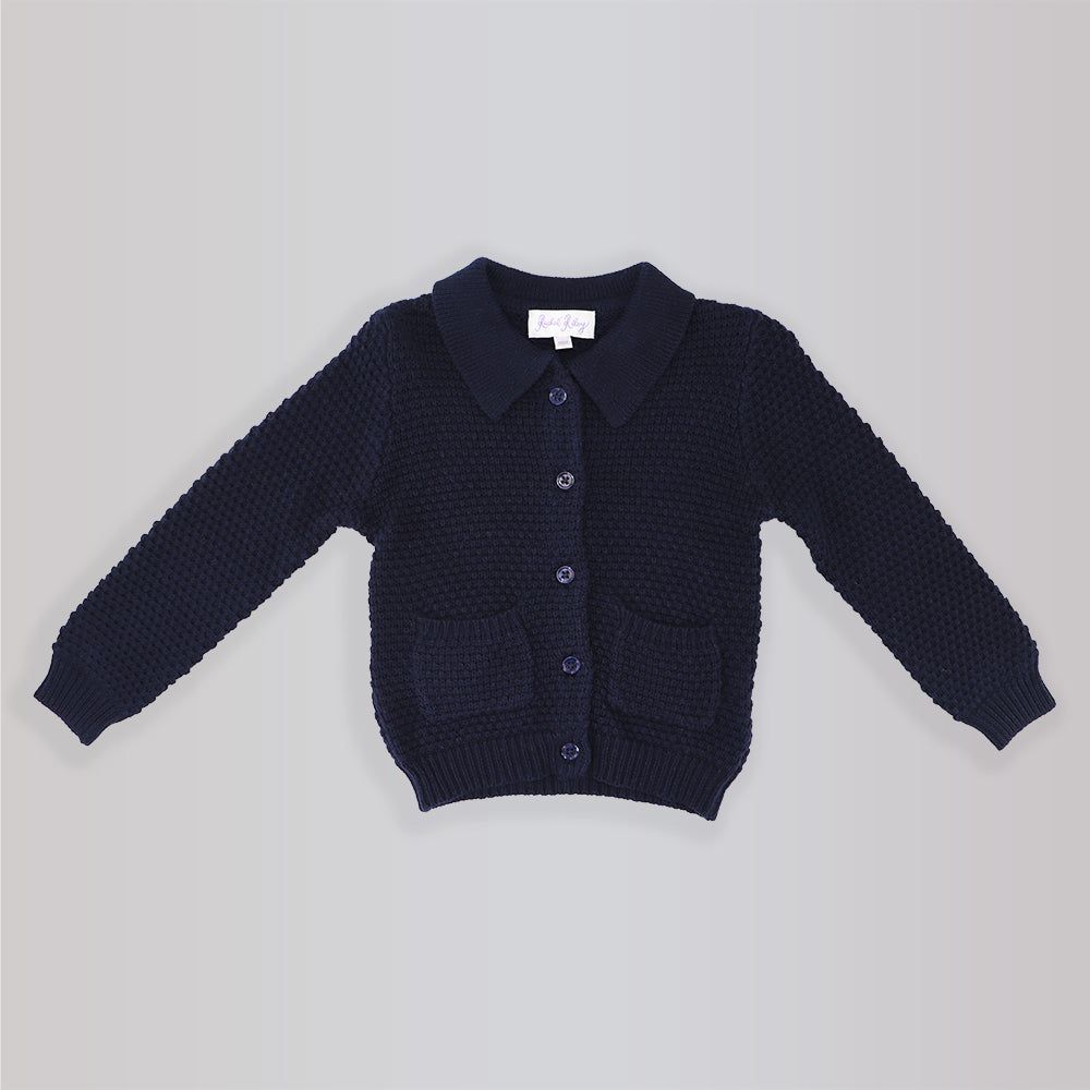 Rachel Riley Boys Classic Navy Moss Stitch Knit Cardigan