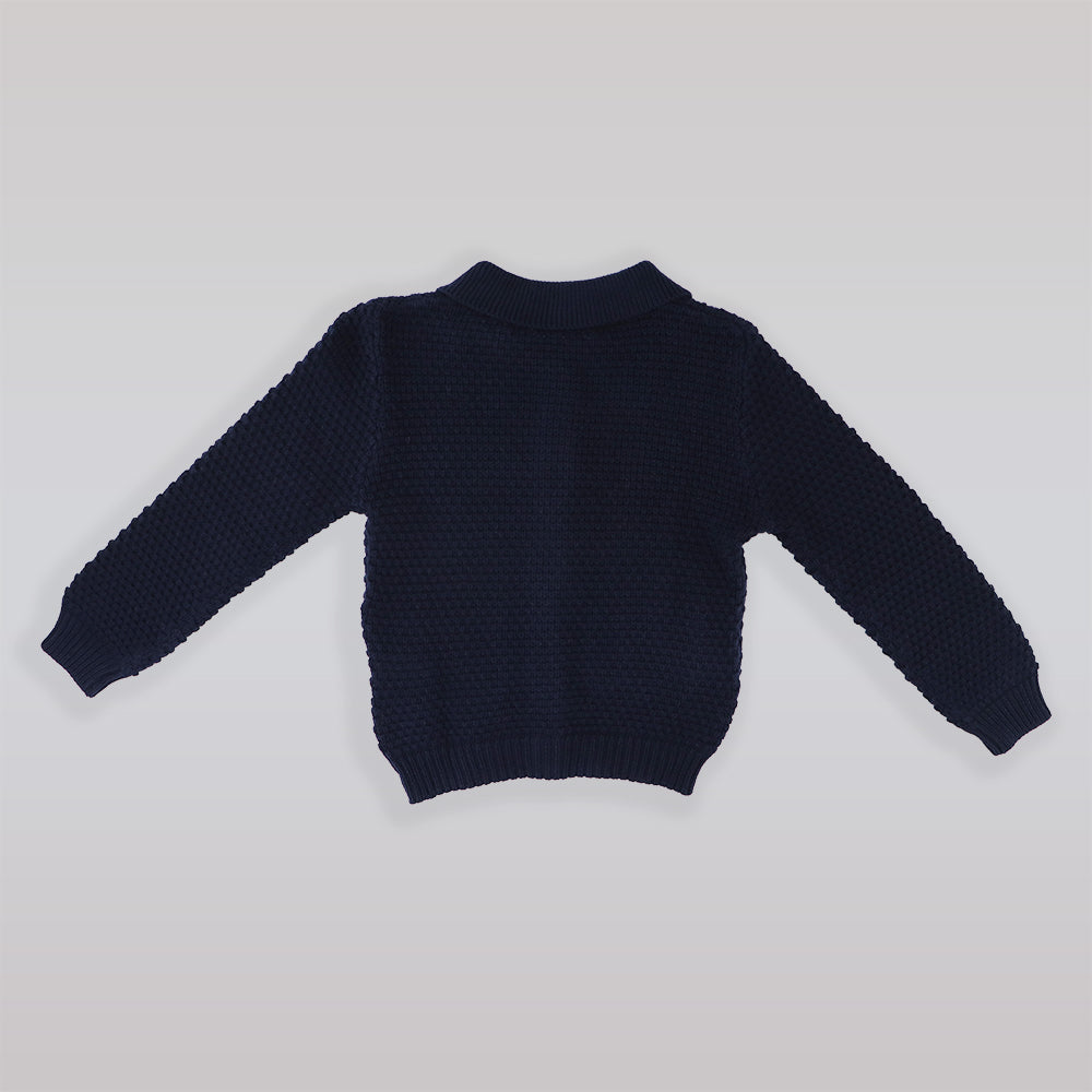 Rachel Riley Boys Classic Navy Moss Stitch Knit Cardigan