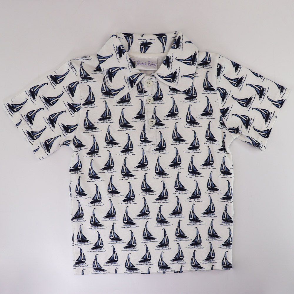 Rachel Riley Boys Sail Boat Graphic Cotton Jersey T-Shirt