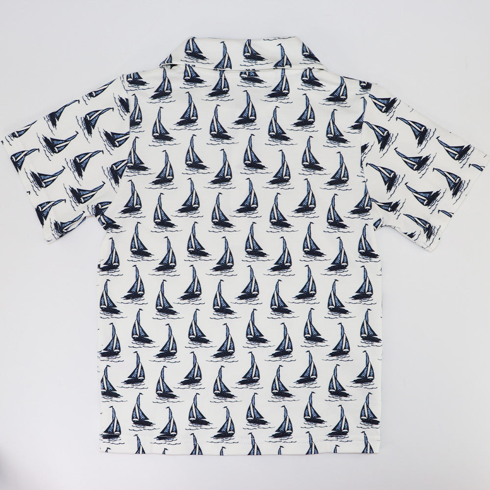Rachel Riley Boys Sail Boat Graphic Cotton Jersey T-Shirt