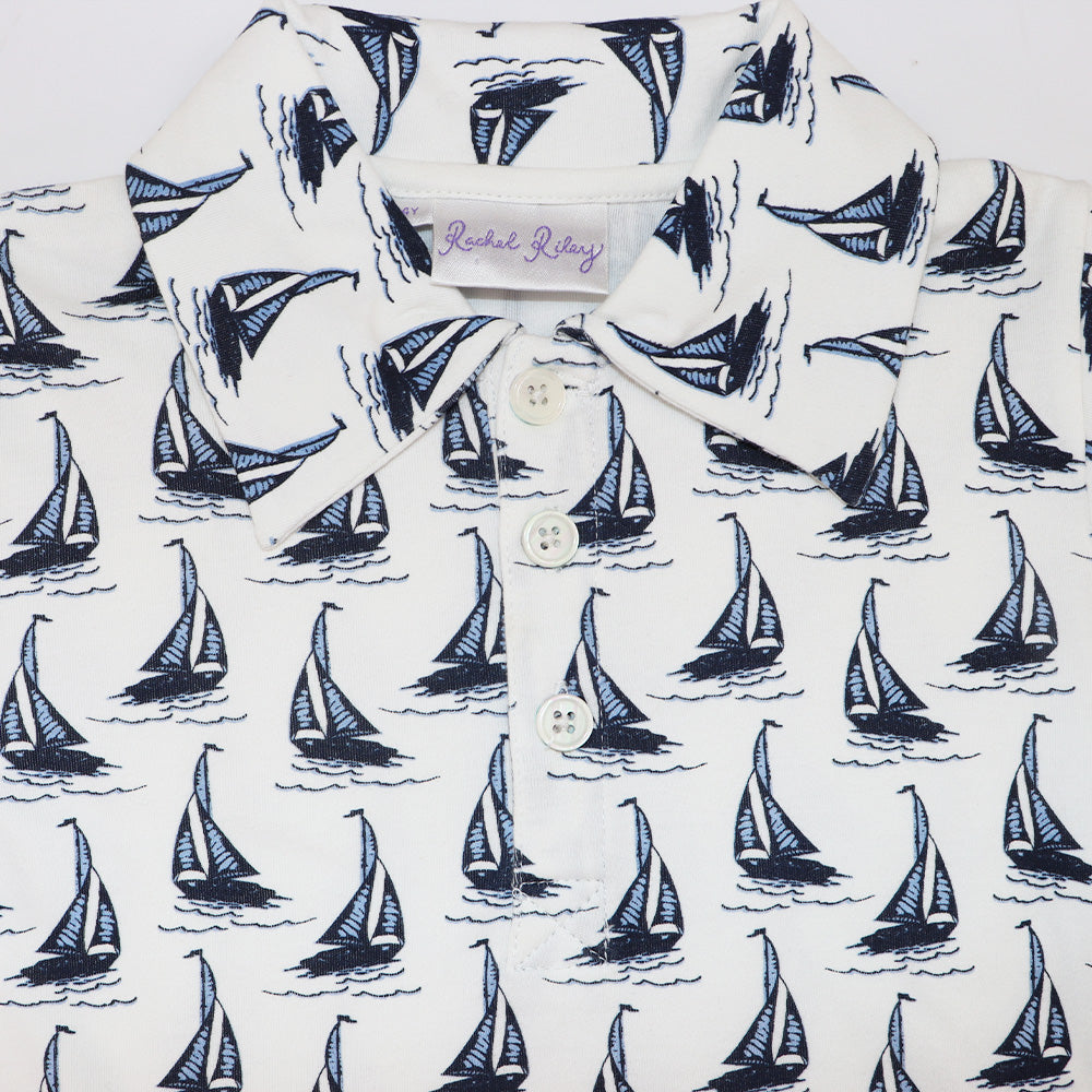 Rachel Riley Boys Sail Boat Graphic Cotton Jersey T-Shirt
