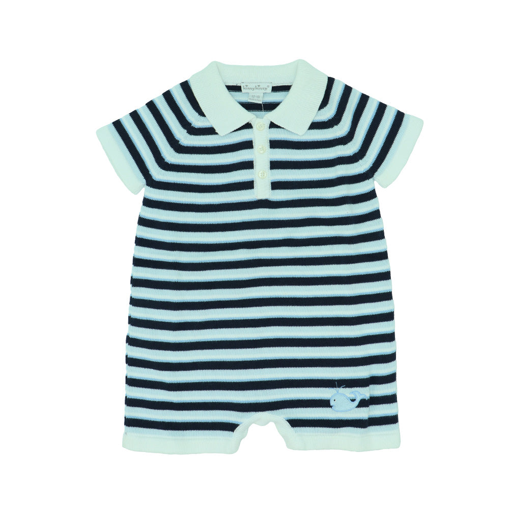 Kissy Kissy Baby Boy Beluga Striped Cotton Play Suit