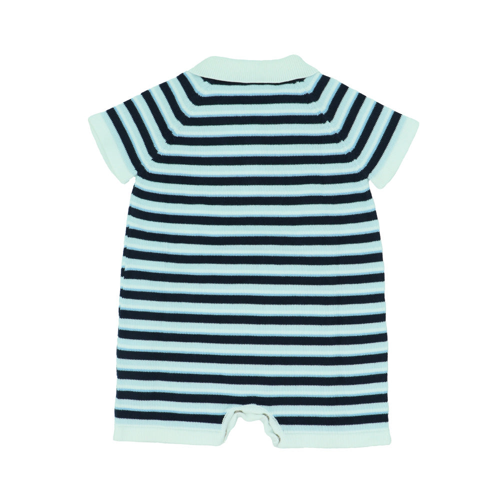 Kissy Kissy Baby Blue Beluga Stripe Pima Cotton Play Suit